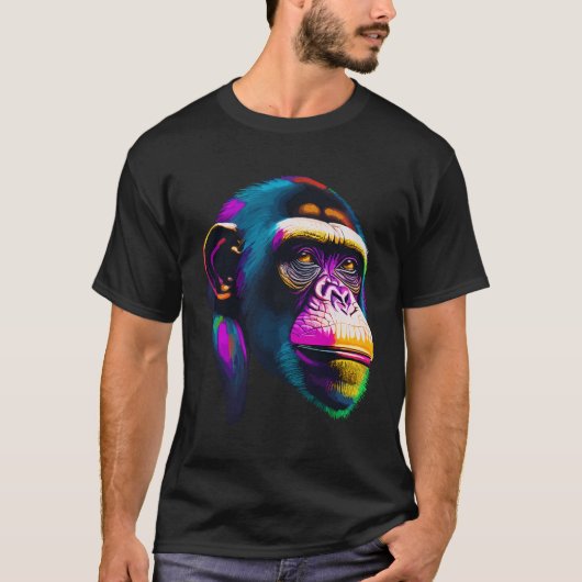 Pop Art Chimpansee Chimp Dierenaap Gezicht Ape Mo T-shirt (Voorkant)