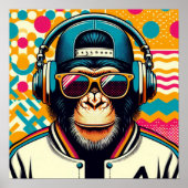 POP-ART CHIMPANSEE POSTER (Voorkant)