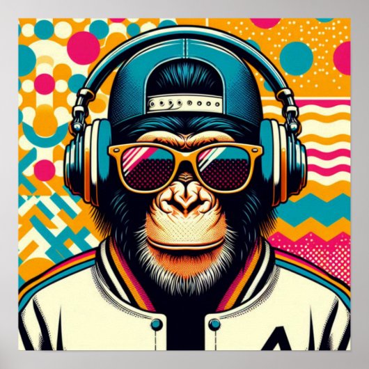 POP-ART CHIMPANSEE POSTER (Voorkant)