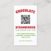 pop art chocolade aardbeien met qr code visitekaartje (Achterkant)