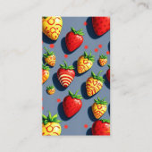 pop art chocolade aardbeien met qr code visitekaartje (Voorkant)