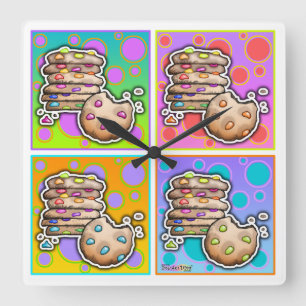 Pop Art Chocolate Chip COOKIES WALL CLOCK Vierkante Klok