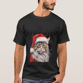 Pop Art Christmas Maine Coon Cat V-hals T-shirt