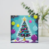 Pop Art Christmas Snoep als gekleurde Ornamenten Feestdagenkaart (Staand voorkant)