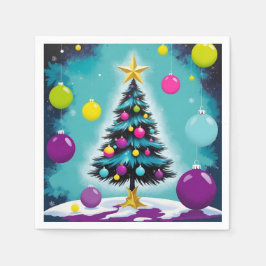 Pop Art Christmas Snoep als gekleurde Ornamenten Servet