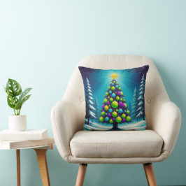 Pop Art Christmas with Neon Green Blue Purple Kussen