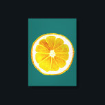 Pop art citrus citrus citroengeel canvas afdruk<br><div class="desc">Een schattig en kleurrijk levendig stuk van een origineel schilderij van kunstenaar Sacha Grossel. Deze citrusvruchten met grote pop kunststijl zijn geel en zeer helder en kleurrijk tegen een aanpasbare blauwgroen blauwe achtergrond. Kronkelig en origineel.</div>