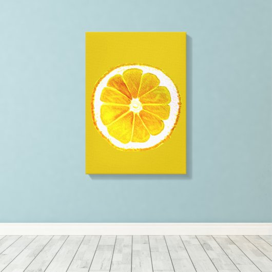 Pop art citrus citrus citroengeel canvas afdruk (Insitu (Houten vloer))