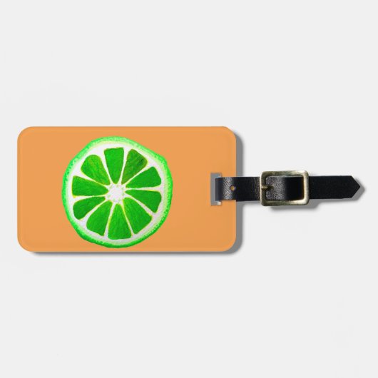 Pop art citrus limoen fruit originele aquarel bagagelabel (Voorkant horizontaal)