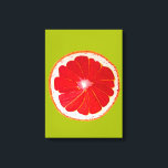 Pop art citrus roze grapefruit original canvas afdruk<br><div class="desc">Een schattig en kleurrijk levendig roze grapefruit plakje van een origineel schilderij van kunstenaar Sacha Grossel. Deze grote pop art stijl citrusvruchten is roze en zeer helder en kleurrijk tegen een aanpasbare lime groene achtergrond. Eigenzinnig en origineel.</div>