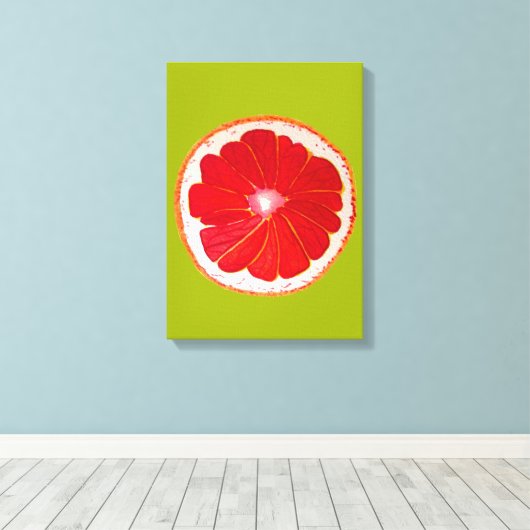 Pop art citrus roze grapefruit original canvas afdruk (Insitu (Houten vloer))