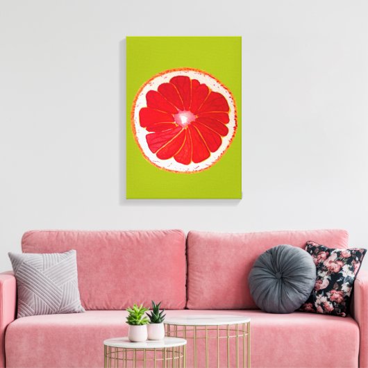 Pop art citrus roze grapefruit original canvas afdruk (Insitu (Woonkamer))