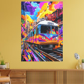 Pop Art City Train in levendige beweging Canvas Afdruk (Insitu (Woonkamer))
