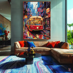 Pop Art City Tram met Neon Reflecties Canvas Afdruk<br><div class="desc">Rijd door de levendige energie van de stad met deze gedurfde pop kunst met een retro tram omringd door neonverlichte straten. De opwindende kleuren en reflecties creëer zijn een levendig en levendig geheel, ideaal voor liefhebbers van pop kunst, stadsliefhebbers en mensen die op zoek zijn naar een kleurrijke en moderne...</div>