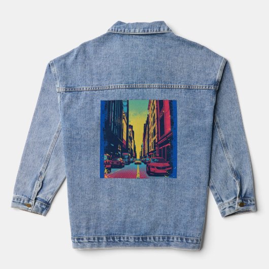 Pop Art City Vibes Denim Jas Jacket (Achterkant)