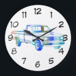 Pop Art Classic Car Grote Klok<br><div class="desc">Pop Kunstklassieke auto. Selecteer Aanpassen. Verwijder of verander afbeelding "Nummers 1-12" voordat u het object koopt. Het ontwerp is beschikbaar op andere producten.</div>