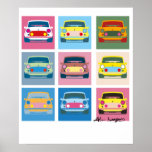 Pop Art Classic Mini Poster<br><div class="desc">Klassiek mini-poster. Geïnspireerd door de kunstbeweging van de pop en in combinatie met de kunst van Sir Alec Issigonis is dit klassieke mini-poster een perfect cadeau voor alle liefhebbers. Ook beschikbaar als begroetingskaart.</div>