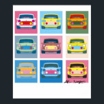 Pop Art Classic Mini Poster<br><div class="desc">Klassiek mini-poster. Geïnspireerd door de kunstbeweging van de pop en in combinatie met de kunst van Sir Alec Issigonis is dit klassieke mini-poster een perfect cadeau voor alle liefhebbers. Ook beschikbaar als begroetingskaart.</div>