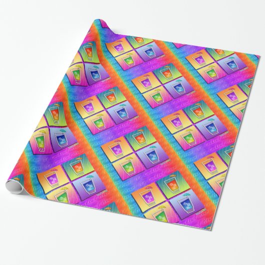 Pop Art COCKTAILS WRAPPINGPAPIER Cadeaupapier (Uitgerold)