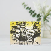 Pop Art Coffee Mugs Waterverf Afdrukken in geel Briefkaart (Staand voorkant)