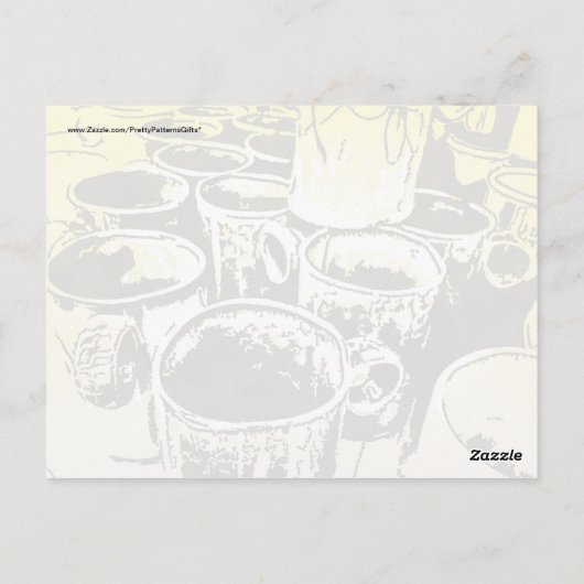 Pop Art Coffee Mugs Waterverf Afdrukken in geel Briefkaart (Achterkant)