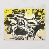 Pop Art Coffee Mugs Waterverf Afdrukken in geel Briefkaart (Voorkant)