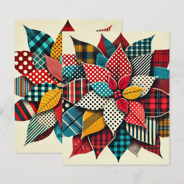 Pop Art Collage Poinsettia Scrapbook Paper (Voorkant / Achterkant)