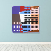Pop Art Colorful City Pattern Canvas Afdruk (Insitu (Houten vloer))