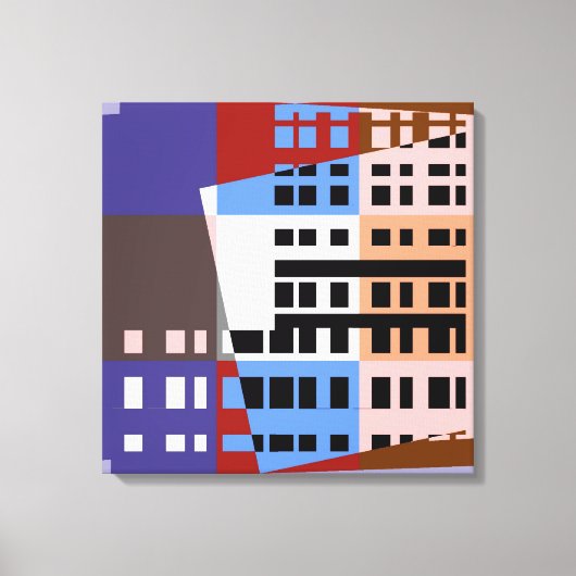 Pop Art Colorful City Pattern Canvas Afdruk (Voorkant)