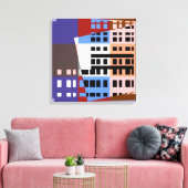 Pop Art Colorful City Pattern Canvas Afdruk (Insitu (Woonkamer))