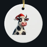 Pop Art Colorful Cow Christmas T-Shirt (1) Keramisch Ornament<br><div class="desc">Pop Art Colorful Cow Christmas T-Shirt (1)</div>