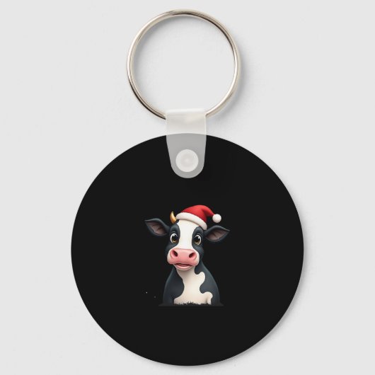Pop Art Colorful Cow Christmas T-Shirt (1) Sleutelhanger (Voorkant)