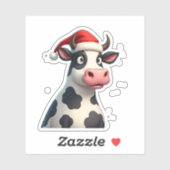 Pop Art Colorful Cow Christmas T-Shirt (1) Sticker (Vel)