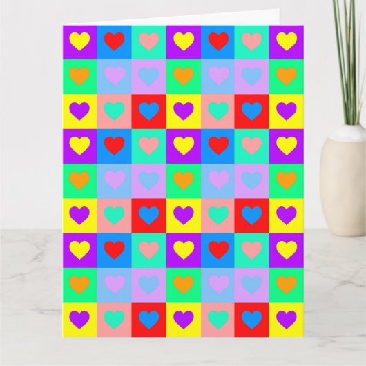 Pop Art Colorful Heart Patroon Kaart (Voorkant)