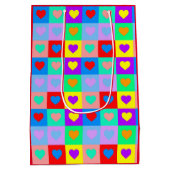 Pop Art Colorful Heart Patroon Medium Cadeauzakje (Achterkant)