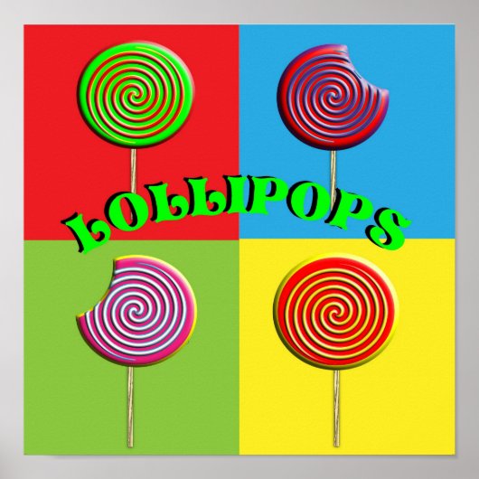 Pop Art Colorful Snoep Lollipops Afbeeldingen Poster (Voorkant)