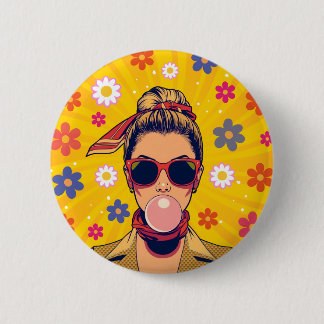  Pop Art Colorido  Arte Moderna Vibrante  Ronde Button 5,7 Cm