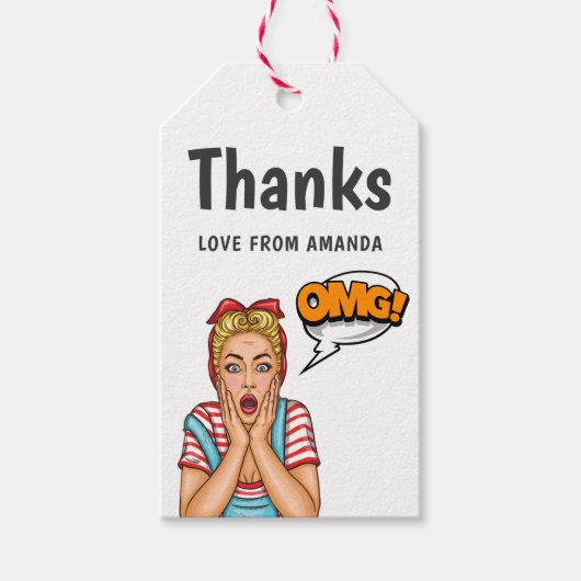 Pop Art Comic Bedankt Cadeaulabel (Voorkant)