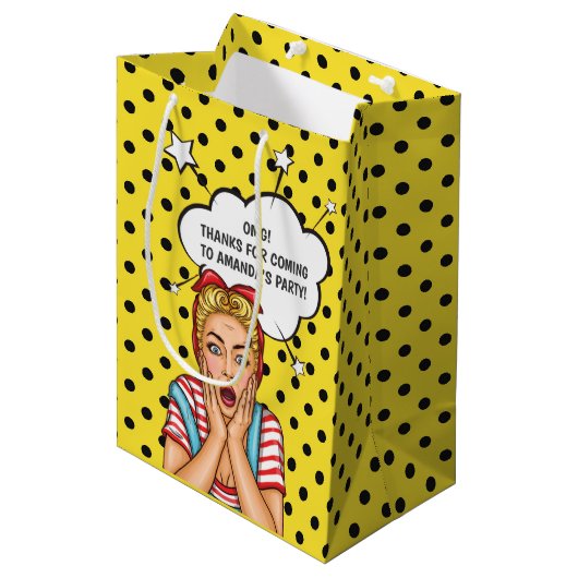 Pop Art Comic Birthday Party Medium Cadeauzakje (Voorkant Gekanteld)