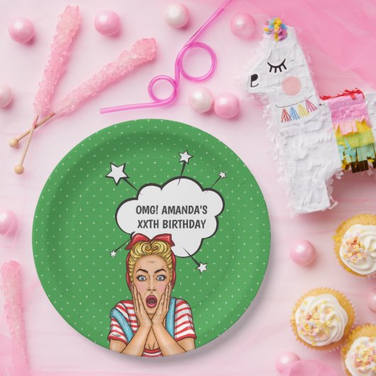 Pop Art Comic Birthday Party Papieren Bordje (Feest)