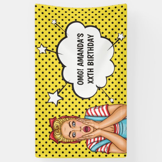 Pop Art Comic Birthday Party Spandoek (Verticaal)