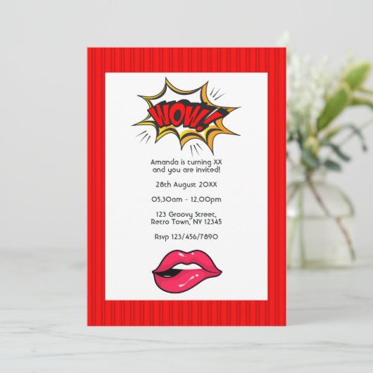 Pop Art Comic Birthday Party - Uitnodiging (Staand voorkant)