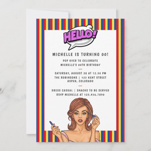 Pop Art Comic Birthday Party - Uitnodiging (Voorkant)