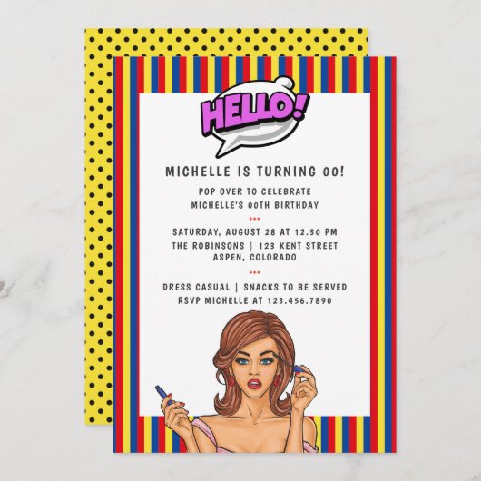 Pop Art Comic Birthday Party - Uitnodiging (Voorkant / Achterkant)