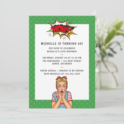 Pop Art Comic Birthday Party - Uitnodiging (Staand voorkant)