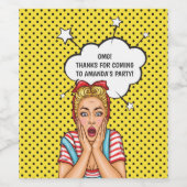 Pop Art Comic Birthday Party Wijn Etiket (Enkel label)