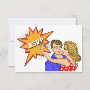 Pop Art Comic Book Hoesje Wedding Response Card RSVP Kaartje