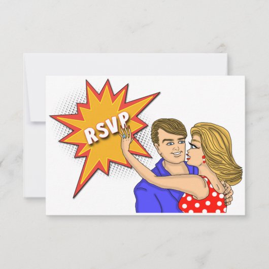 Pop Art Comic Book Hoesje Wedding Response Card RSVP Kaartje (Voorkant)