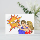 Pop Art Comic Book Hoesje Wedding Response Card RSVP Kaartje (Staand voorkant)
