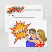 Pop Art Comic Book Hoesje Wedding Response Card RSVP Kaartje (Voorkant / Achterkant)